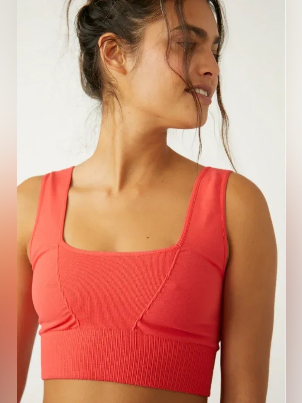 Free People Movement Seamless Crop Tank Sports Bra Coral Red Size M/L